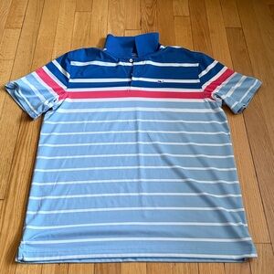 Vineyard Vines Boy’s Polo Shirt - Blue and Red Stripes